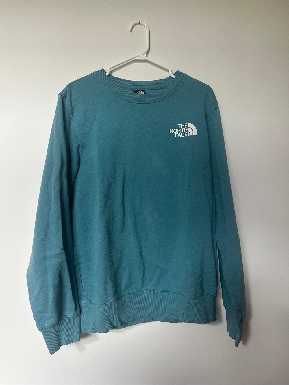 The North Face Men’s Teal Crew Sweatshirt with White Logo